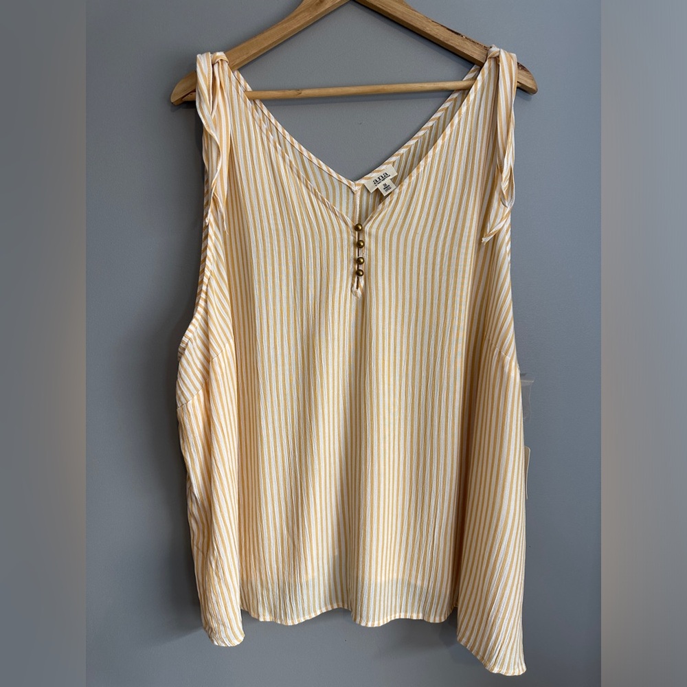 ana Yellow Stripe Flowy Tank Top Womens Plus Size 3X New with Tags Boho Coastal
